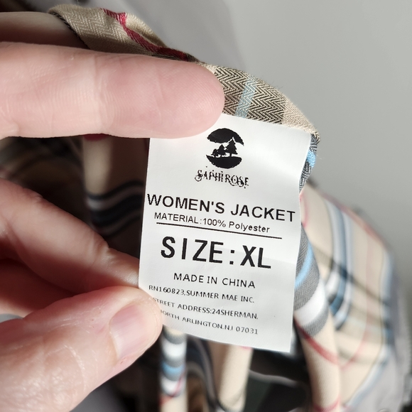 Women's Long Hooded Anorak Style Windbreaker Jacket Outdoor Raincoat Saphirose - Picture 4 of 15